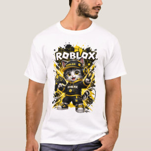 Camisa de Gato Gamer Fofo – Gato Preto e Amarelo
