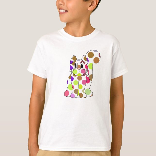 Camisa de Gato Gato de Gatinho de Bolinhas (Frente)