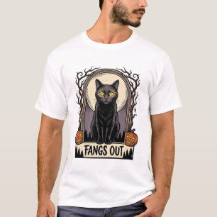 Camisa de Gato Preto de Halloween com Desenho de P