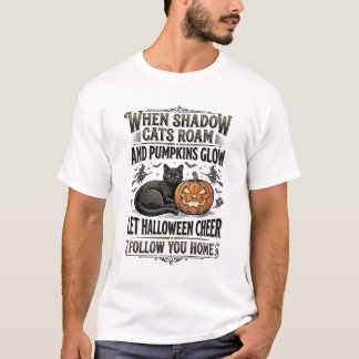 Camisa de Gato Preto de Halloween com Gravação de