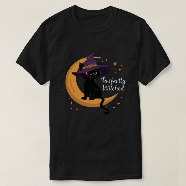 Camisa de Gato Preto Perfeitamente Enfeitiçado (Frente do Design)