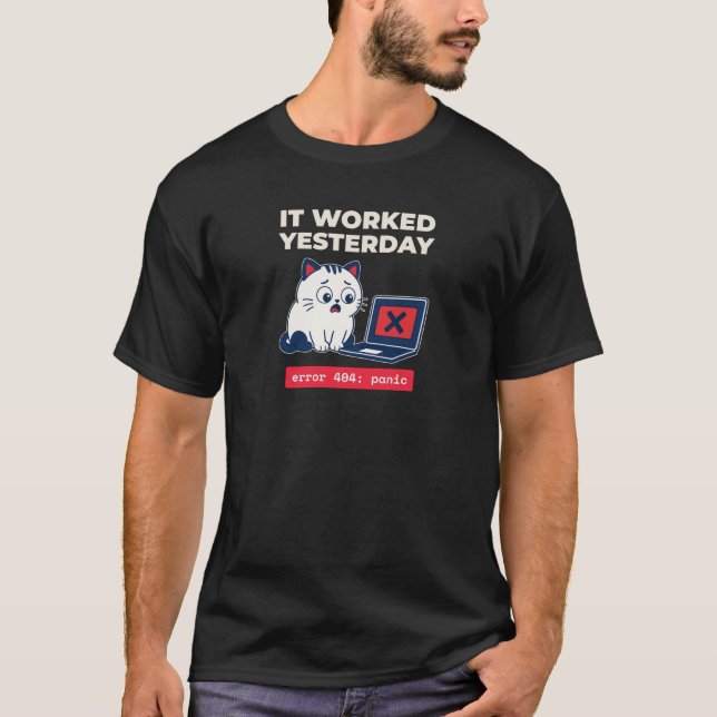 Camisa de Gato Programador Divertida Funcionou Ont (Frente)