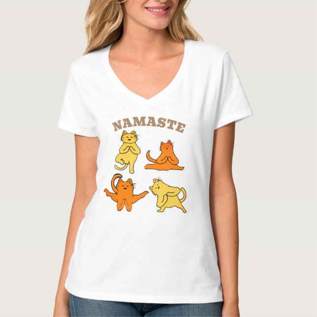 Camisa De Gatos Namastê - Jovem Gato Engraçado (Frente)