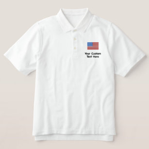 Camisa De Golfe Bordada Com Bandeira Americana Per