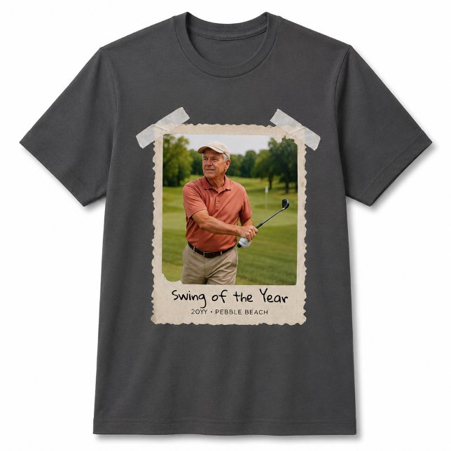 Camisa de Golfe com Foto Personalizada, Golfista d (Golf Custom Photo Shirt, Retro Photo Golfer T-Shirt)