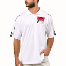 CAMISA DE GOLFE DE ABSTRATO BRANCO, VERMELHO, PRET