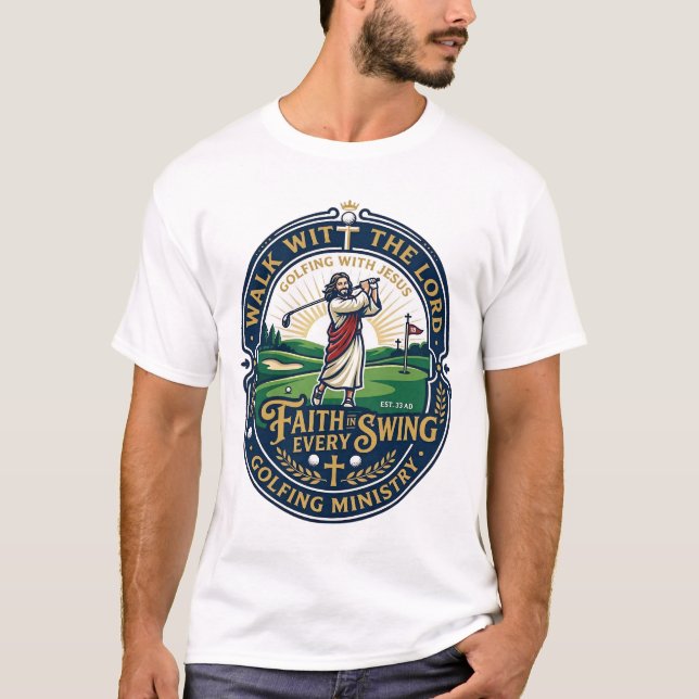 Camisa de golfe de Jesus Design baseado na fé_1 (Frente)