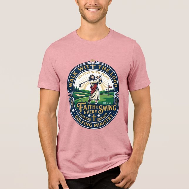 Camisa de golfe de Jesus Design baseado na fé_1 (Frente)