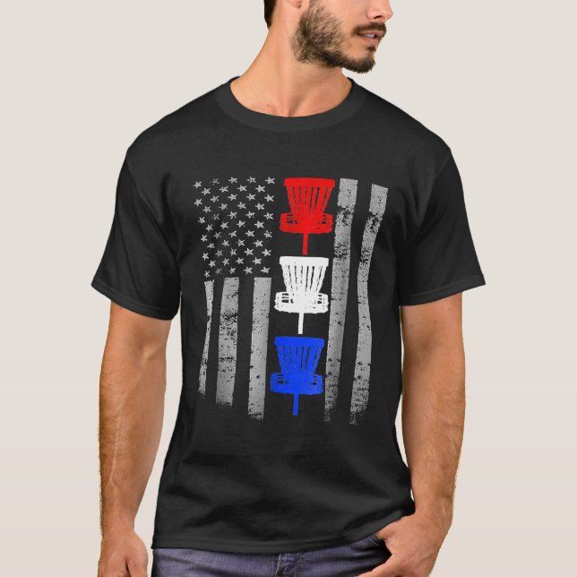 Camisa de Golfe do Disco - Vermelho Branco Azul Di (Frente)