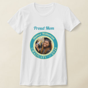 Camisa de Graduação Moderna Turquesa Foto Mãe Orgu