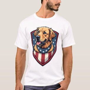 Camisa de gravação do Golden Retriever Patriótico 