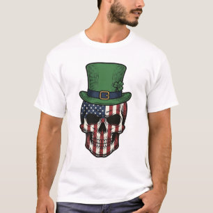 Camisa de gravura vintage com caveira patriótica i