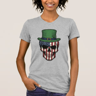 Camisa de gravura vintage com caveira patriótica i