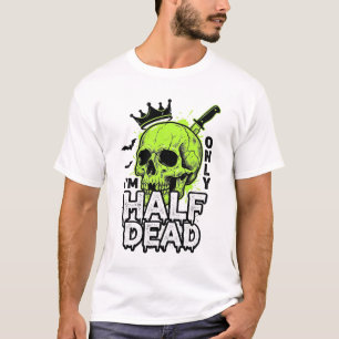 Camisa de Gravura Vintage de Caveira Meio Morta de