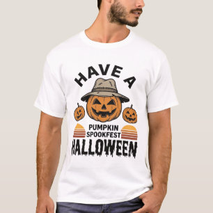 Camisa de Gravura Vintage de Halloween de Abóbora