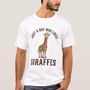 Camisa de Gravura Vintage de Menino que Ama Girafa