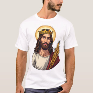 Camisa de Gravura Vintage de Trigo da Coroa de Jes