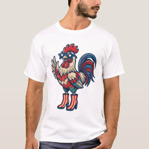 Camisa de Gravura Vintage Galo Patriótico de Salto
