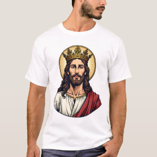 Camisa de Gravura Vintage Jesus Coroa Halo 2