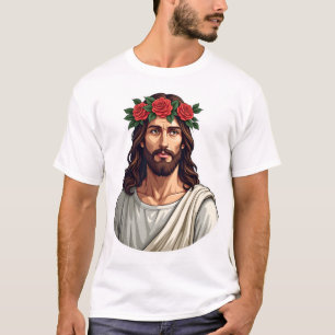 Camisa de Gravura Vintage Rosa Coroada por Jesus 2