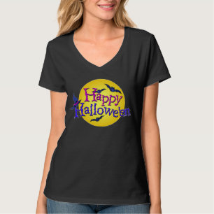 Camisa de Halloween cheio morcegos de lua assustad