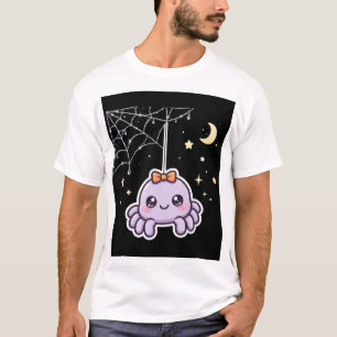 Camisa de Halloween com Aranha Fofa em Teia Brilha