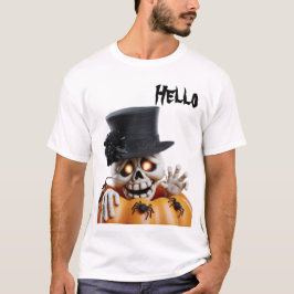 Camisa de Halloween com Esqueleto Assustador e Car