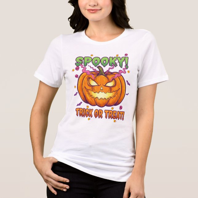 Camisa de Halloween da Abóbora Assustadora | Doce  (Frente)