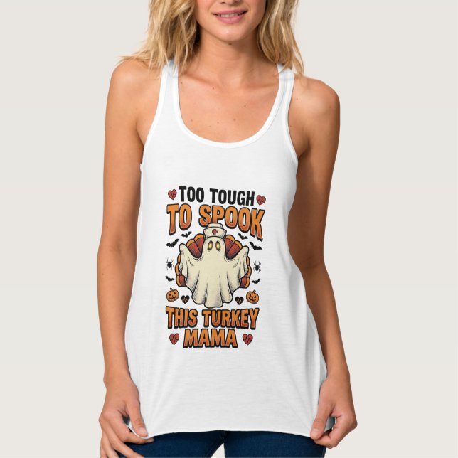 Camisa de Halloween da Mamãe Peru com Fantasma de  (Frente)