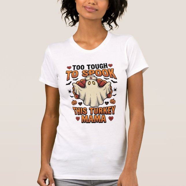 Camisa de Halloween da Mamãe Peru com Fantasma de  (Frente)