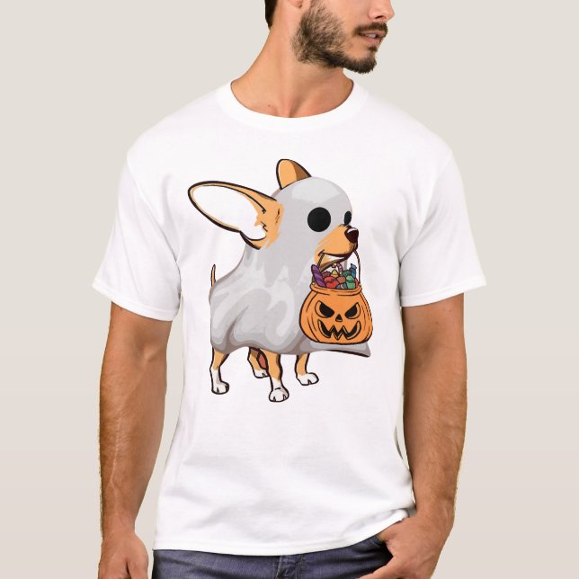 Camisa de Halloween de Abóbora Fantasma de Chihuah (Frente)