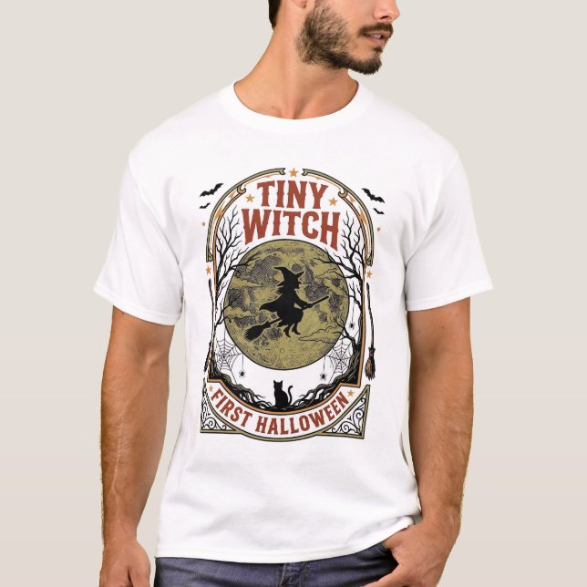 Camisa de Halloween de Bruxa Bebê para Primeira Te (Frente)