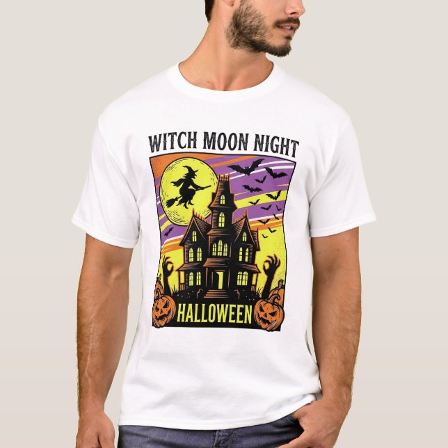 Camisa de Halloween de Bruxa Casa Assombrada Vinta (Frente)