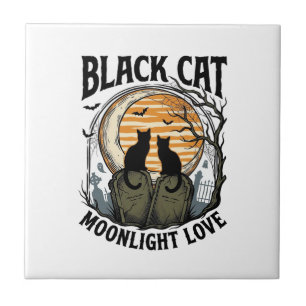 Camisa de Halloween de Gato Preto Vintage Lua Cemi