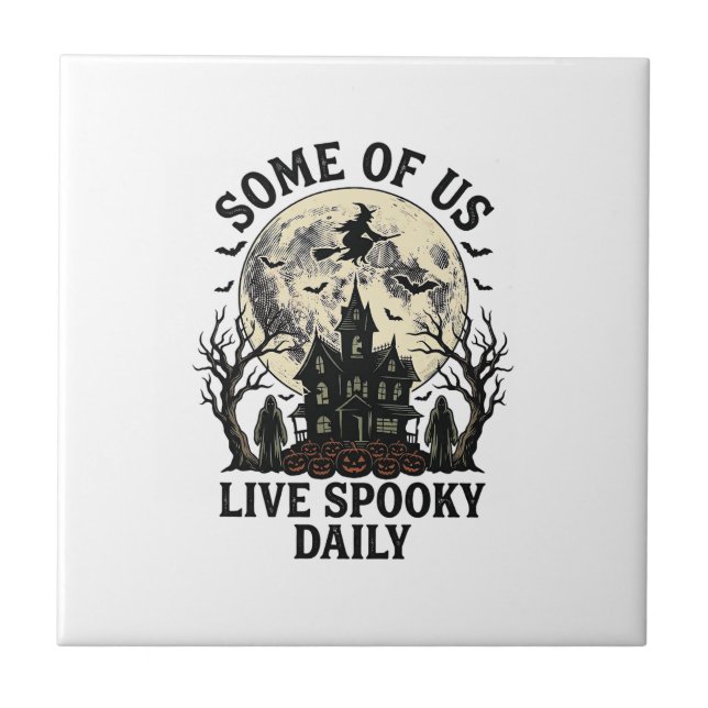 Camisa de Halloween Diária com Lua Assombrada Vint (Frente)