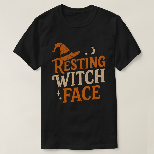 Camisa de Halloween do Rosto da Bruxa Descansada (Frente do Design)