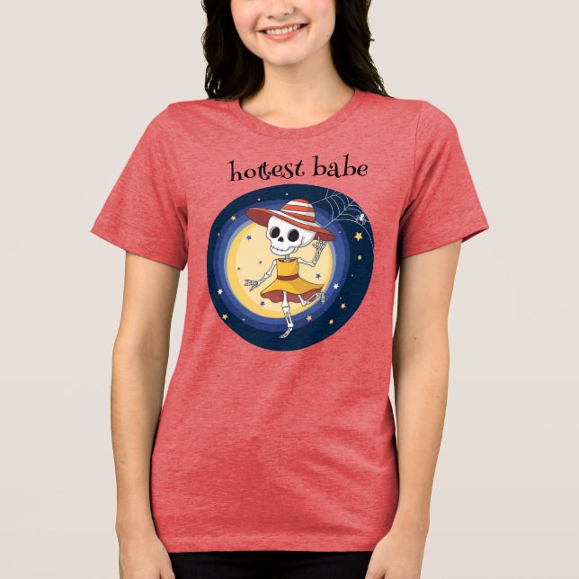 Camisa de Halloween do Skeleton mais quente e engr (Frente)