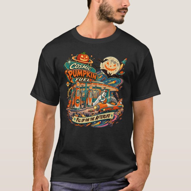 Camisa de Halloween Espacial Retro Combustível de  (Frente)
