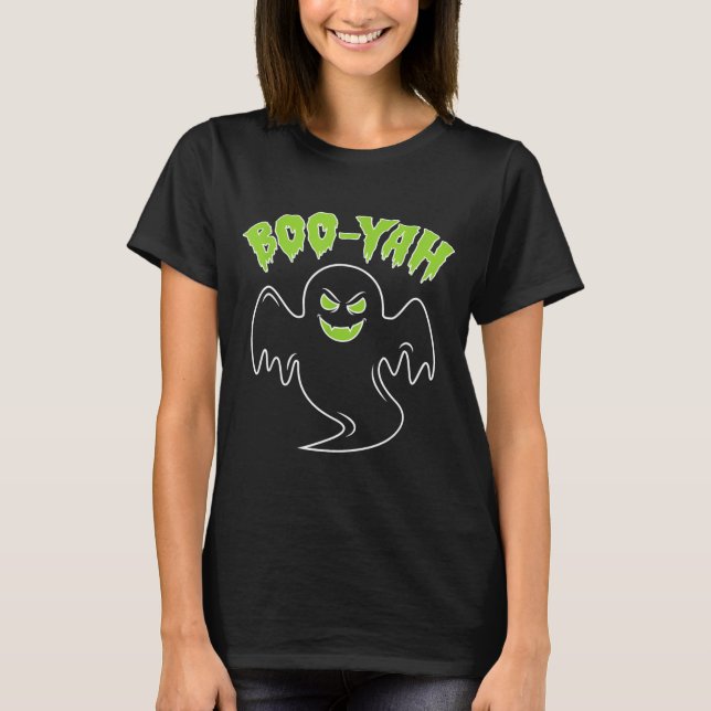 Camisa de Halloween Ghost Boo Yah Engraçada Assust (Frente)