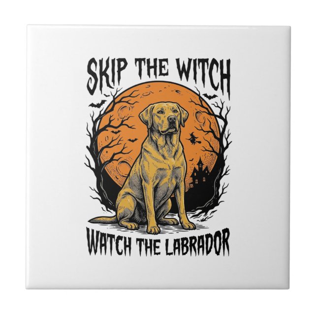 Camisa de Halloween para Labrador com Aviso de Cão (Frente)