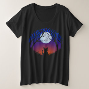 Camisa De Halloween Preta Gordura Gato Mais T-shir
