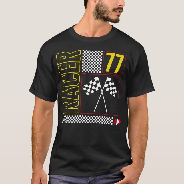 Camisa de Halloween, Racer 77 Verificada Bandeira  (Frente)