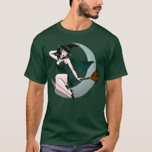 Camisa de Halloween Retro Pin-up Girl Shirt Witchy