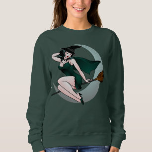 Camisa de Halloween Retro Pin-up Girl Shirt Witchy