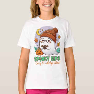 Camisa de Halloween Spooky Sips com Vibrações de O