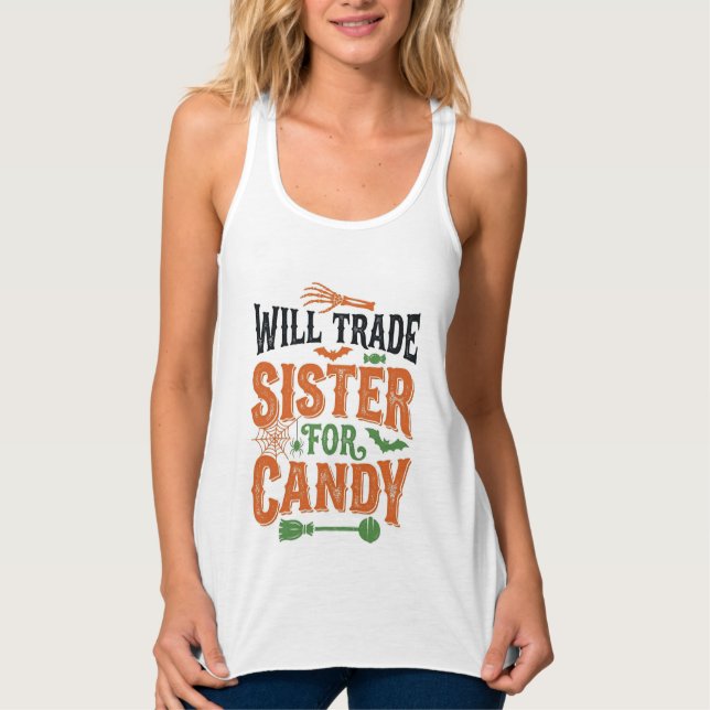 Camisa de Halloween Troco Irmã Por Doce Design (Frente)