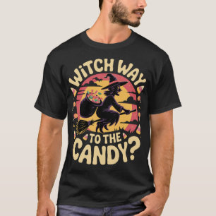 Camisa de Halloween Witch Way to the Candy