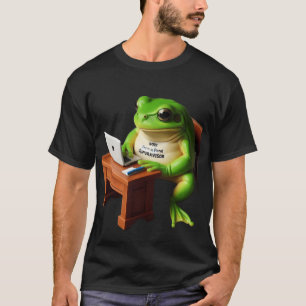Camisa de Humor do Gerente Sapo na Mesa de Trabalh