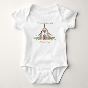 Camisa de Igreja de Batismo Folhas de Eucalipto