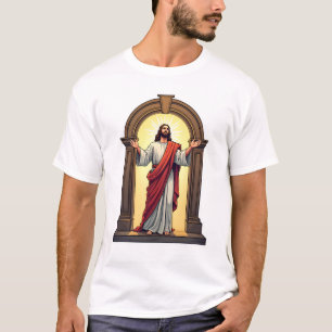 Camisa de Ilustração Vintage Luz da Porta de Jesus